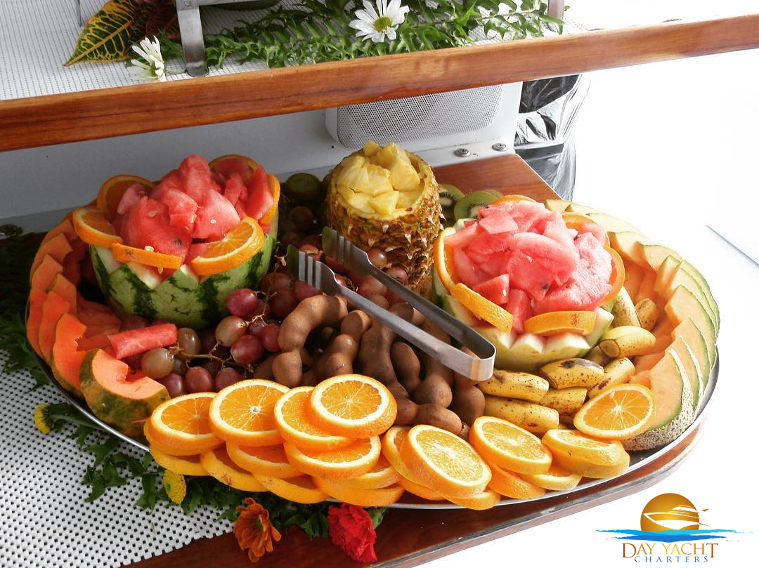 Onboard chef service and open bar on a private charter, luxury yacht charter Puerto Rico